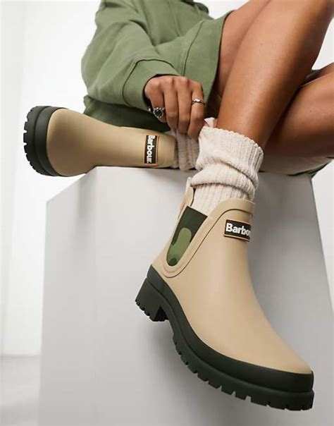 Barbour X Asos Exclusive Mallow Short Wellington Boots In Oatcamo Asos