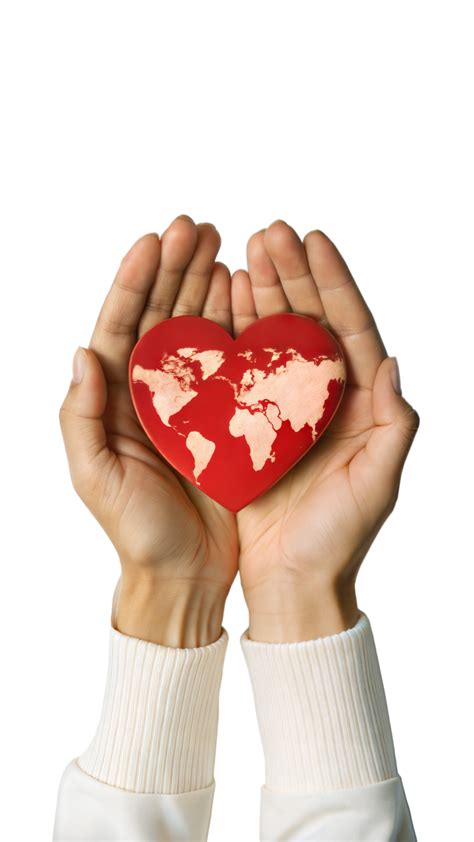 Hands Holding A Heart Shaped World Map Representing World Health Day