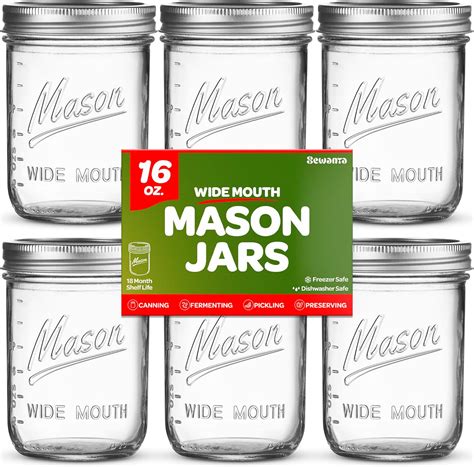 Sewanta Wide Mouth Mason Jars Oz Pack With Mason Jar Lids And