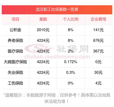 个人社保缴费最低标准，2023 2024武汉社保缴费标准基数及比例一览表 社保网