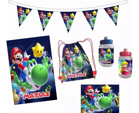 Kit De Fiesta Tematica Tipo Mario Bros Recuerdo 10 Invitados Meses