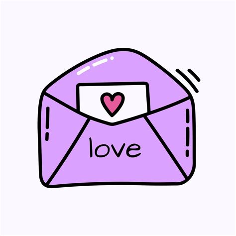 Envelope With A Letter Hand Drawn Doodle Valentines Day Illustration