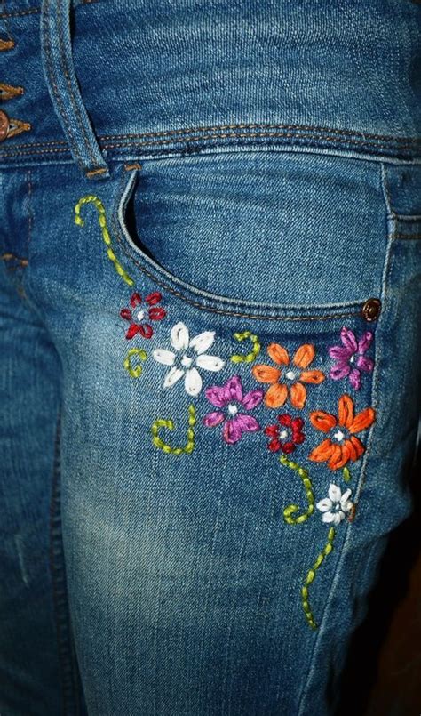 Upcycled Embroidered Jeans Embroidery Jeans Diy Embroidered Jeans Diy Embroidery Jeans