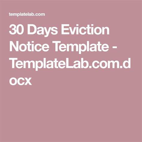 Days Eviction Notice Template Templatelab Docx Day