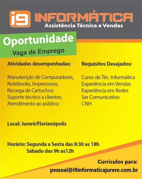 Vaga Tecnico Em Informatica - Vaga técnico de informática - trabalhar em Jurerê - Vagas de emprego ...