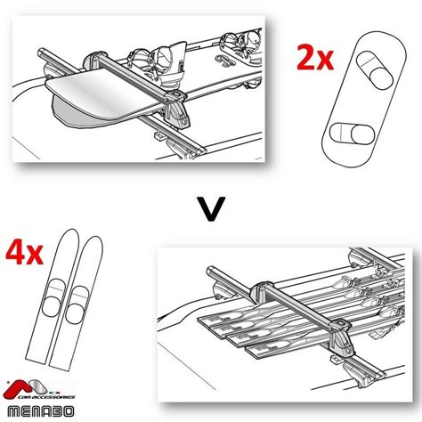 Skidachträger Dach Skiträger für 4 Paar Ski oder 2 Snowboards Menabo