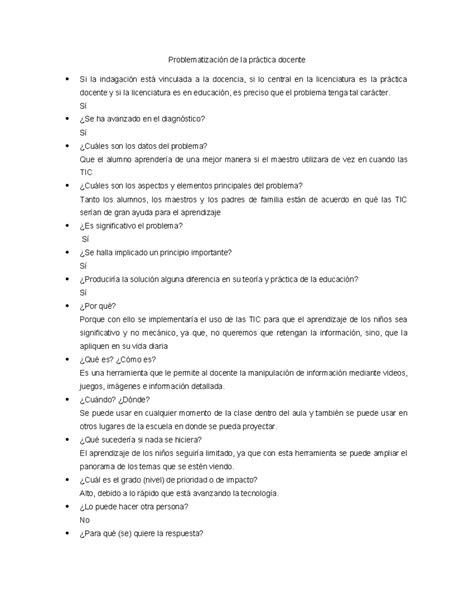 Problematización de la práctica docente A Problematización de la