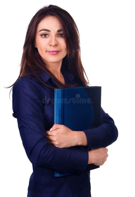 Beautiful Serious Caucasian Business Woman Portrait Arms Crosse Stock