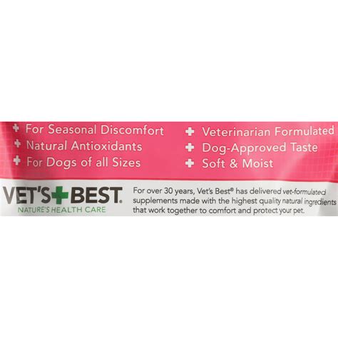 Vets Best Seasonal Allergy Skin Itch Relief Chews For Dogs 30 Count