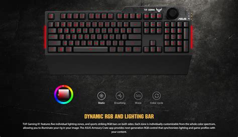 Asus Tuf Gaming K Rgb Keyboard With Zone Rgb With Volume Knob Tuf