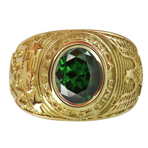 Bague chevalière homme or universitaire pierre verte emeraude