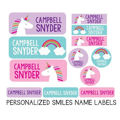 Unicorn School Name Labels Personalized Waterproof Daycare And Camp Stickers Iron On Clothing