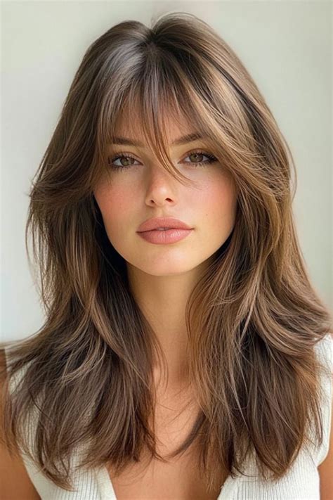 50 Layered Haircuts With Fringe For Long Hair Ash Brown Subtle Layers