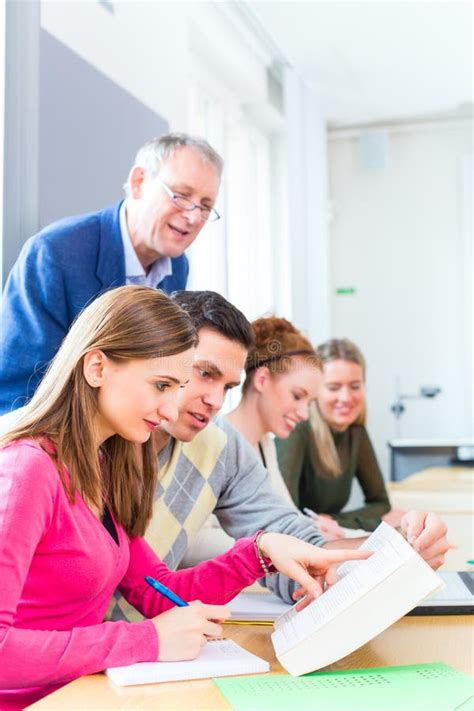 College Students Learning With Professor Stock Photo Image Of