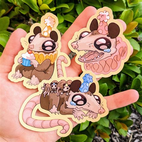 Sad Party Opossum Waterproof Sticker Set Etsy