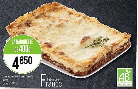 Promo Lasagne Au Bœuf Bio chez Supermarchés iCatalogue fr