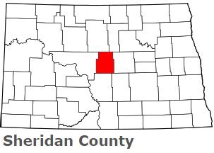 Sheridan County on the map of North Dakota 2024. Cities, roads, borders ...