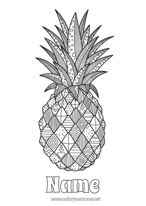 Coloring Page No Mandala Food Pineapple