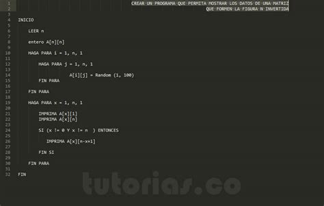 Arreglos Pseudocodigo Figura N Invertida Tutorias Co