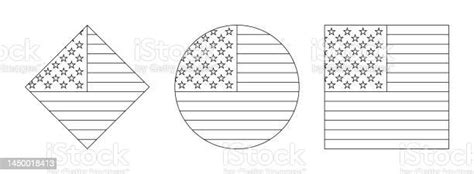 American Flag Outline Set Isolated On White Background Stock ...