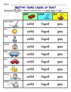 Science Solid Liquid Or Gas Worksheet PrimaryLeap Co Uk