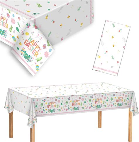 Amazon JANEMO Easter Tablecloth PE Disposable Table Cover Easter