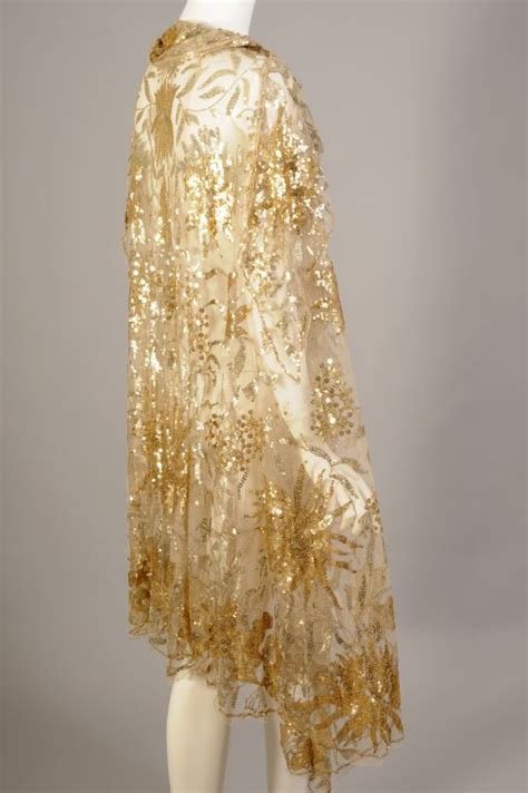 1920 S French Nude Tulle Sequin Cape Sequin Cape Tulle Flapper Dress