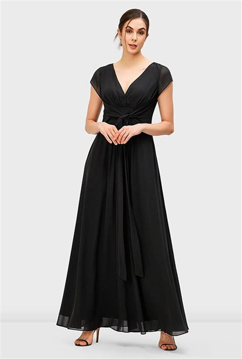 Shop Tie Waist Chiffon Empire Maxi Dress Eshakti