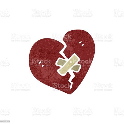 Retro Cartoon Broken Heart Symbol Stock Illustration Download Image Now Bizarre Cartoon