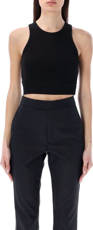 Helmut Lang Cut Out Cropped Ribbed Tank Top Shopstyle