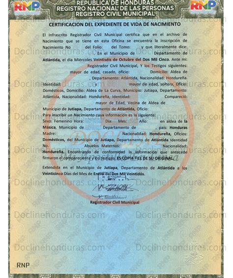 Certificacion Literal De Nacimiento