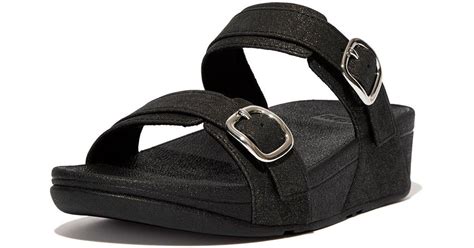 Fitflop Lulu Shimmer Adjustable Sandals In Black Lyst