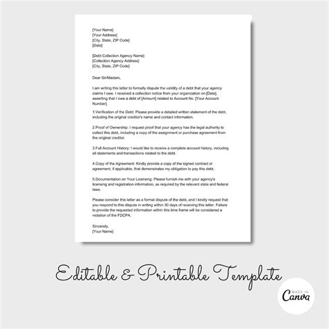 Debt Collection Dispute Letter Debt Dispute Letter Template Debt