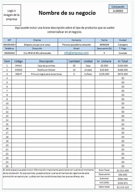 Formato De Cotizacion Word