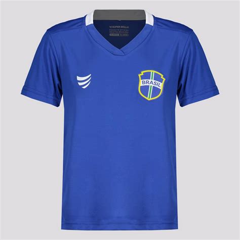 Camisa Super Bolla Prata Brasil Juvenil Azul Azul