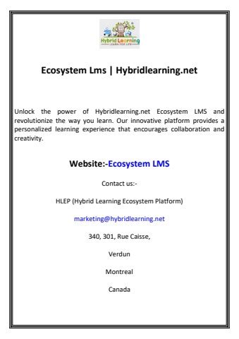 Ecosystem Lms Hybridlearning Net