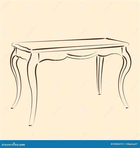 Sketched Table Stock Vector Illustration Of Drawing 59263721