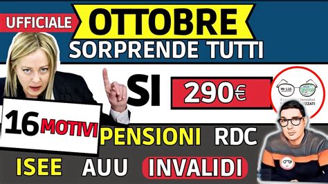 OTTOBRE 16 NOVITà Sì BONUS ISEE 290 e AUMENTI INPS PAGA ANTICIPI