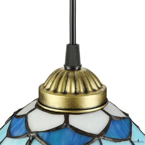 Classic Blue Tiffany Style Mini Pendant Light Of 8” Width 31 Height