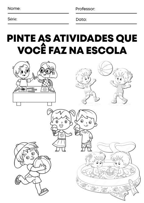 10 Atividades sobre a escola para educação infantil para imprimir