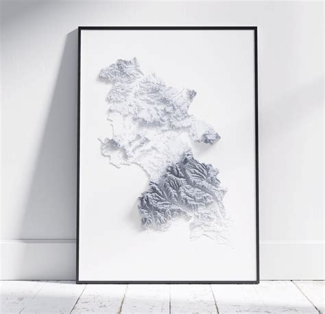 Buckinghamshire Map 2D Minimalist Print Topographic Shaded Etsy