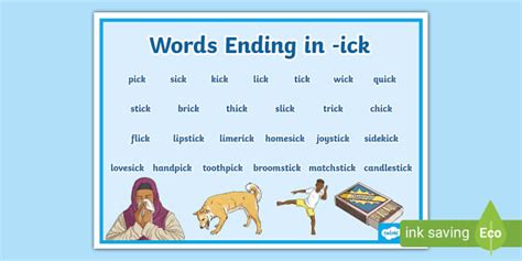 Words Ending In Ick Word Mat Teacher Made Twinkl