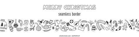 Seamless Holly Border Christmas Black And White Royalty-Free Images ...