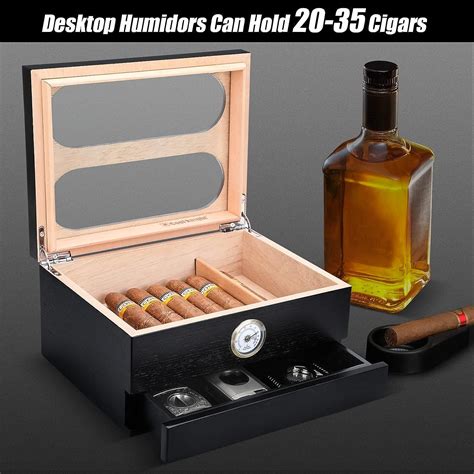 COOL KNIGHT Cigar Humidor With Front Hygrometer Humidifier And