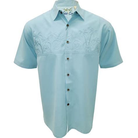 Bamboo Cay Mens Shirt Chest Palm Island Aquamarine