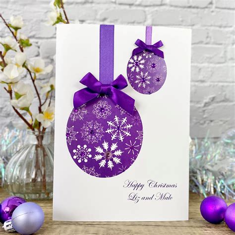 Handmade Christmas Card Snowflake Baubles Handmade Cards Pink Posh