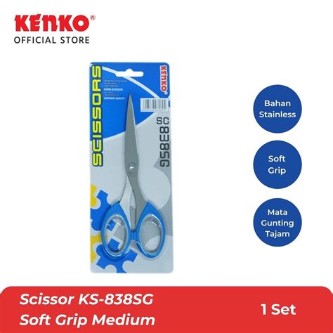 Jual KENKO SCISSOR Gunting Alat Pemotong Kertas KS 838SG Soft Grip