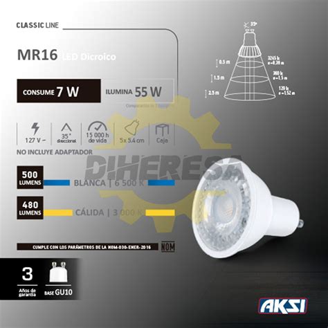 Foco Led Mr16 7w Luz Calida 127v Gu10 Caja Color