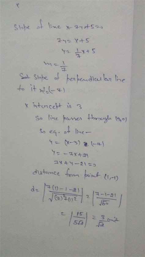 Find The Equation Of The Line Perpendicular To The Line X 7y 5 0