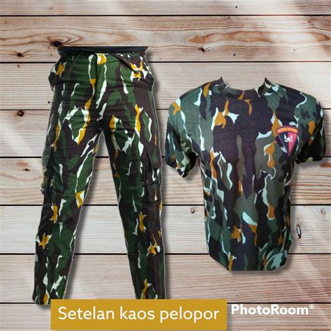 Setelan Loreng Brimob Celana Panjang Cargo Sudah Termasuk Baju Kaos